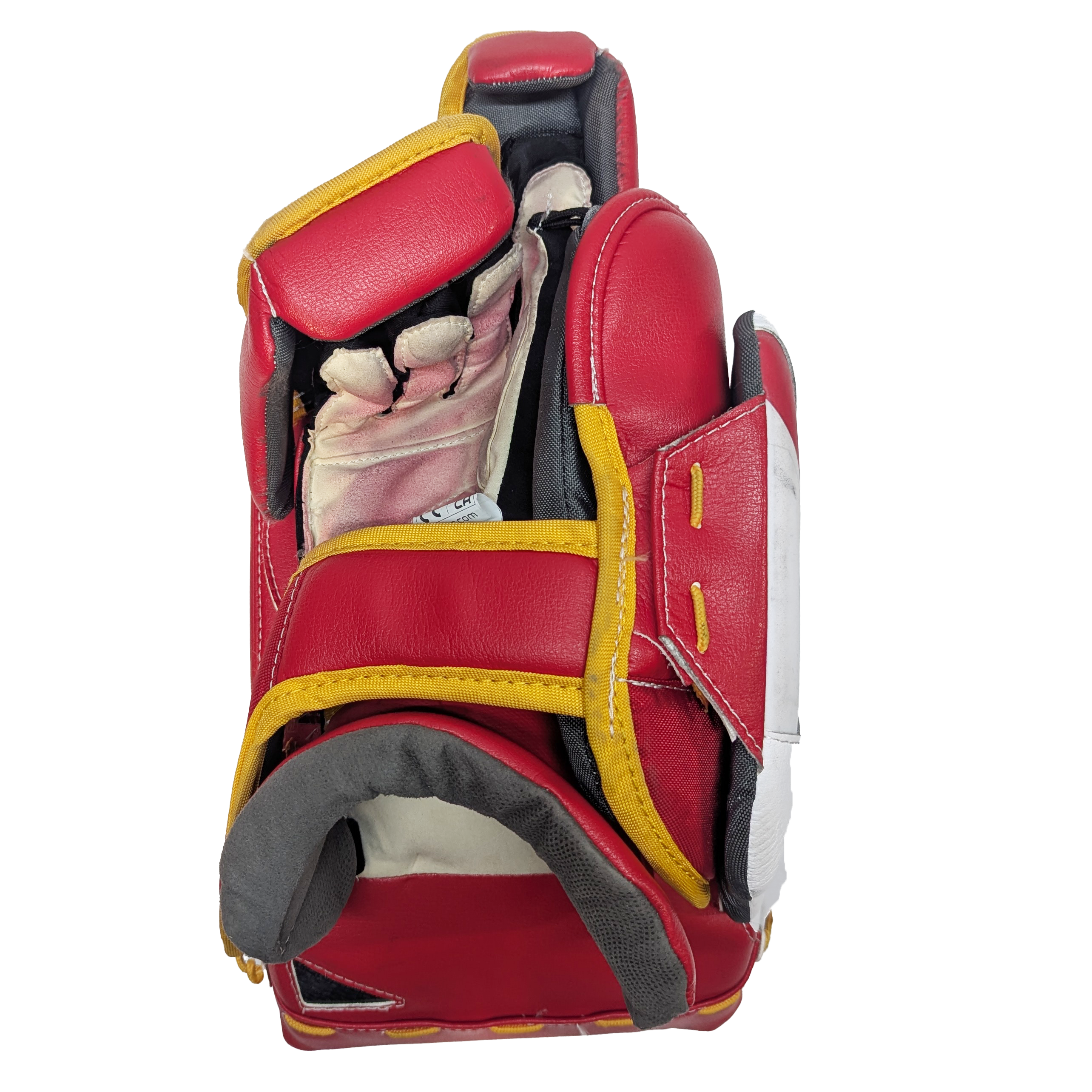 Bauer Supreme Shadow - Ensemble complet de gardien de but AHL Pro Stock d'occasion (blanc/rouge/jaune)